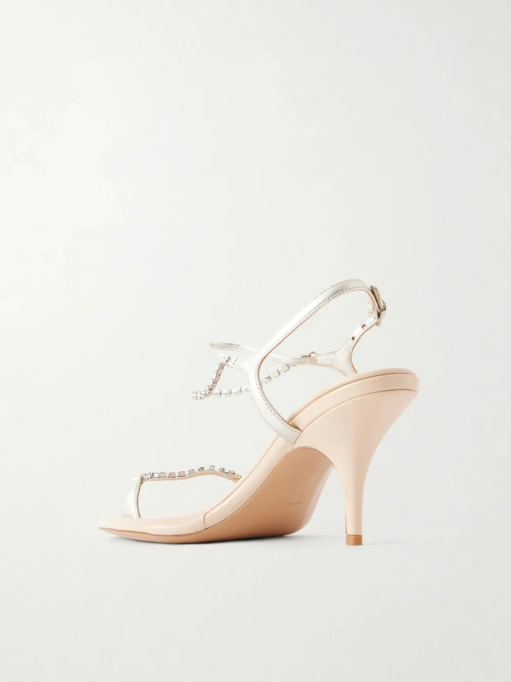 Back view of the Chloé Crystal-embellished Metallic Leather Sandals