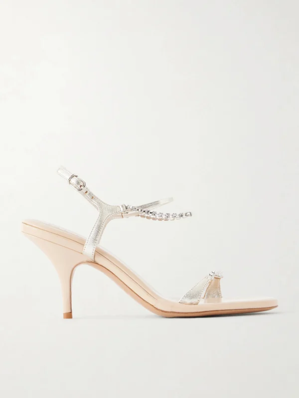 Chloé Crystal-embellished Metallic Leather Sandals