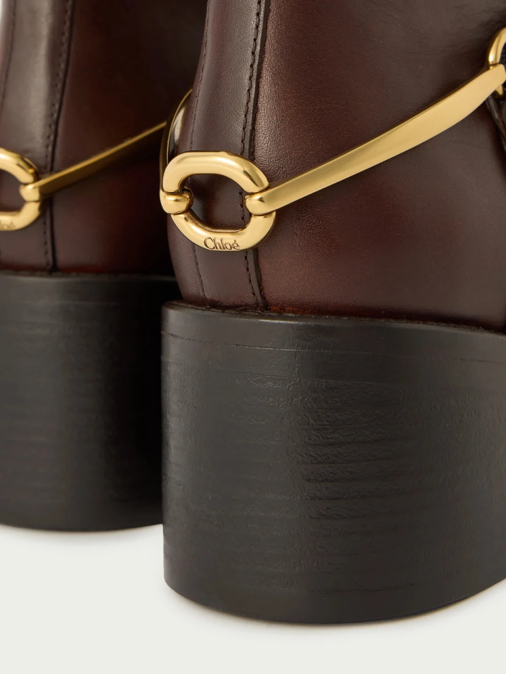 Close-up detail of the Chloé Dakota Embellished Leather Ankle Boots