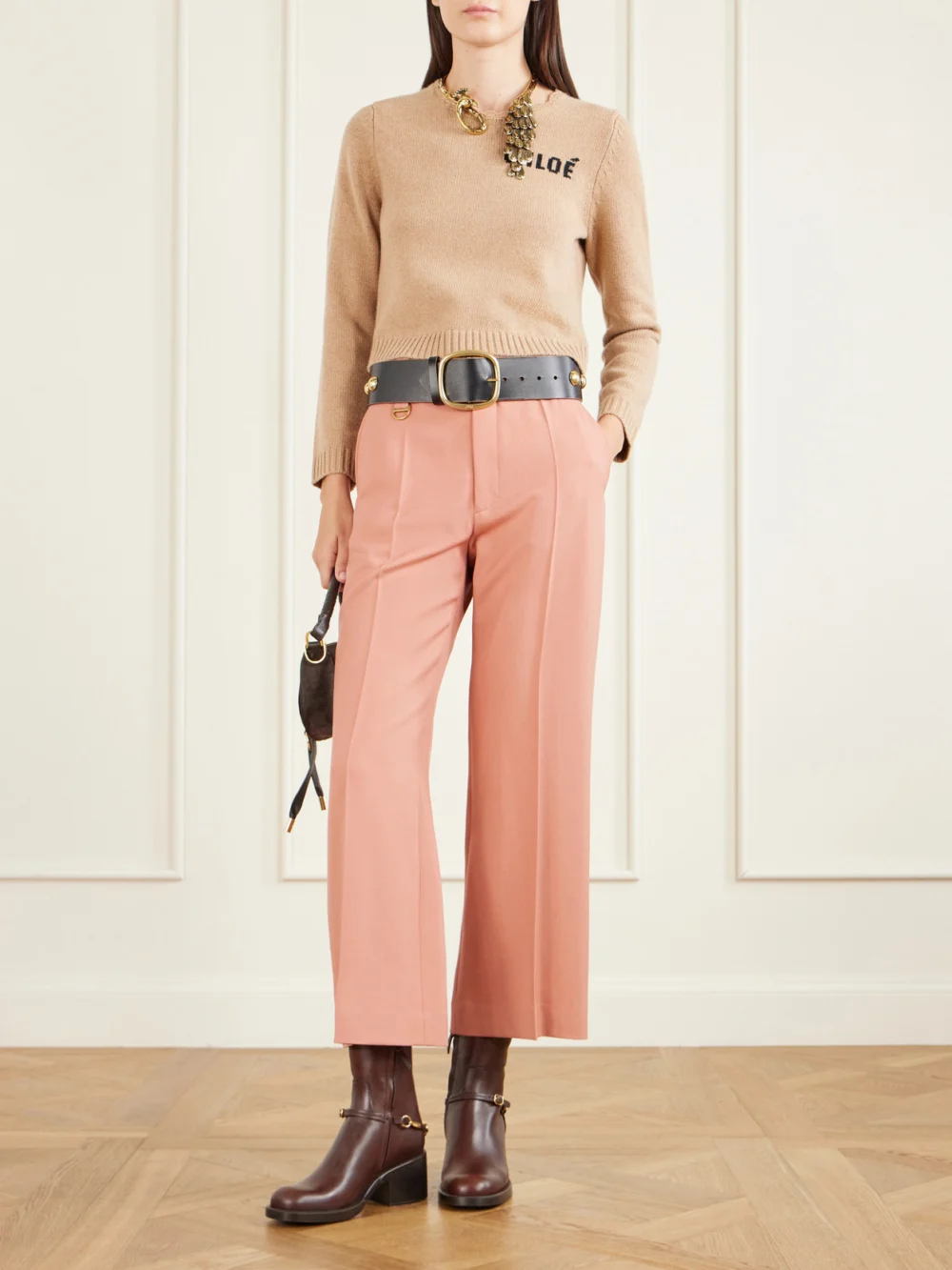 Chloé Dakota Embellished Leather Ankle Boots, styled view