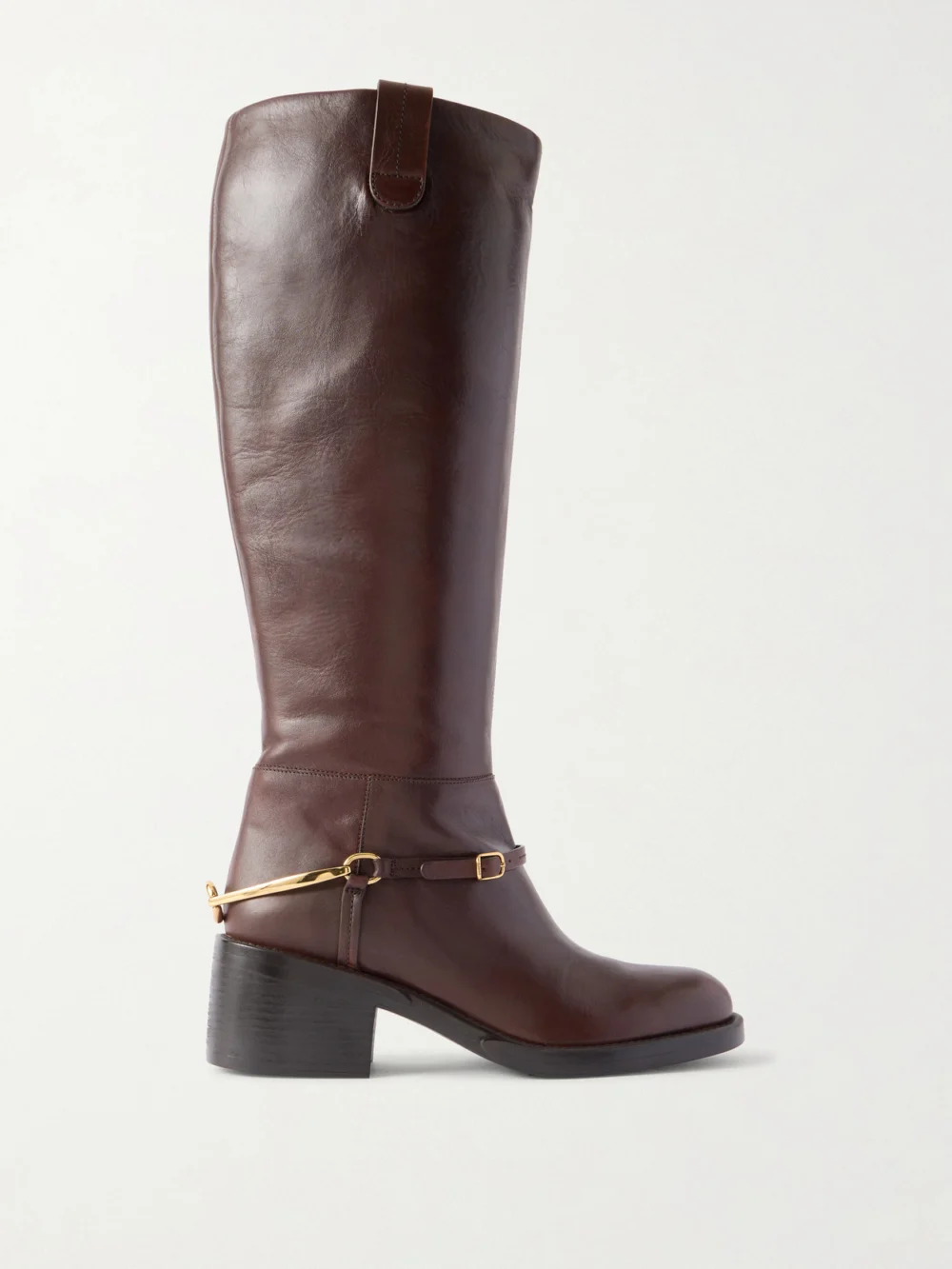 Chloé Dakota Embellished Leather Knee Boots in brown