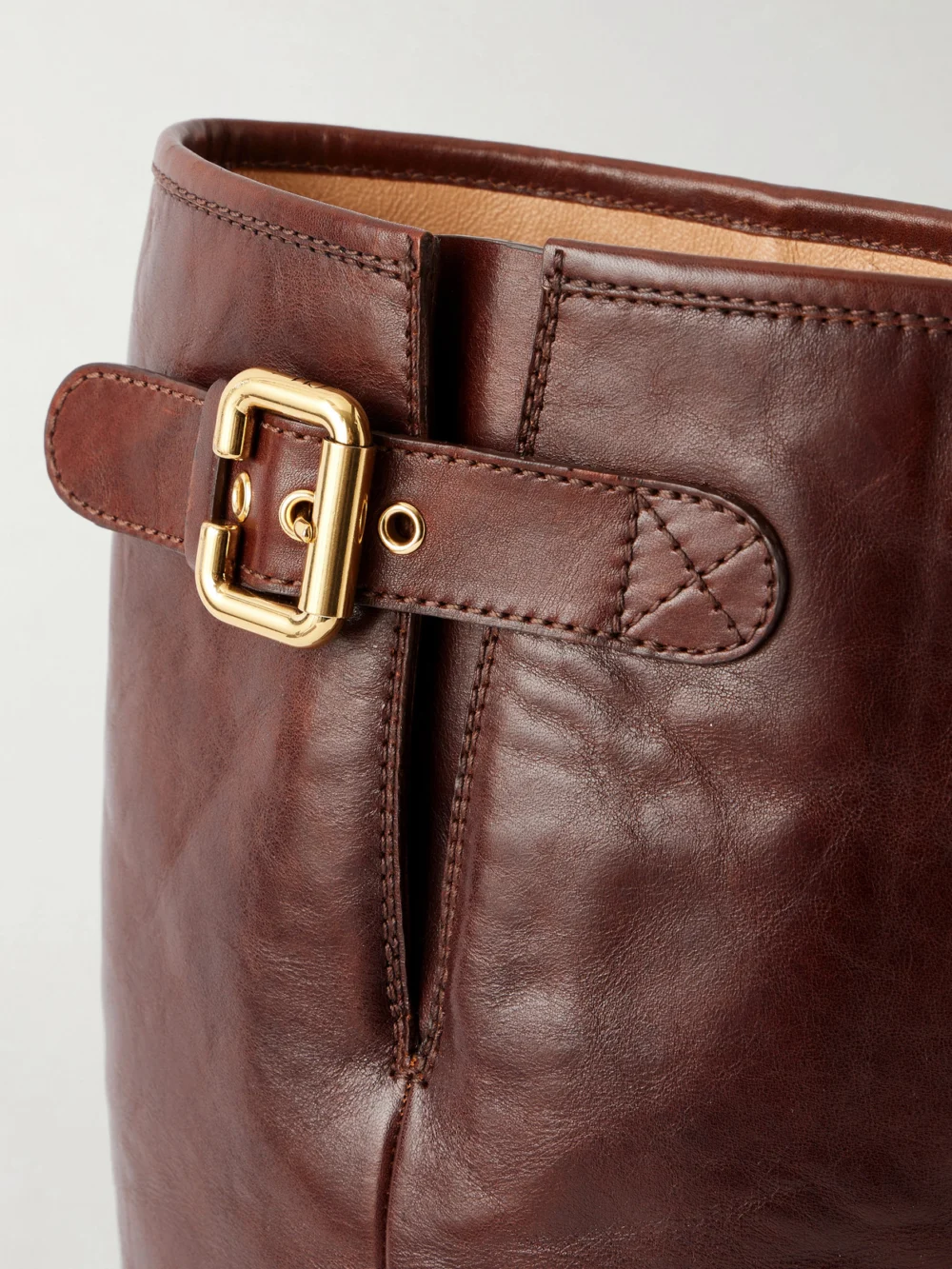 Close-up detail of the Chloé Delia Leather Knee Boots