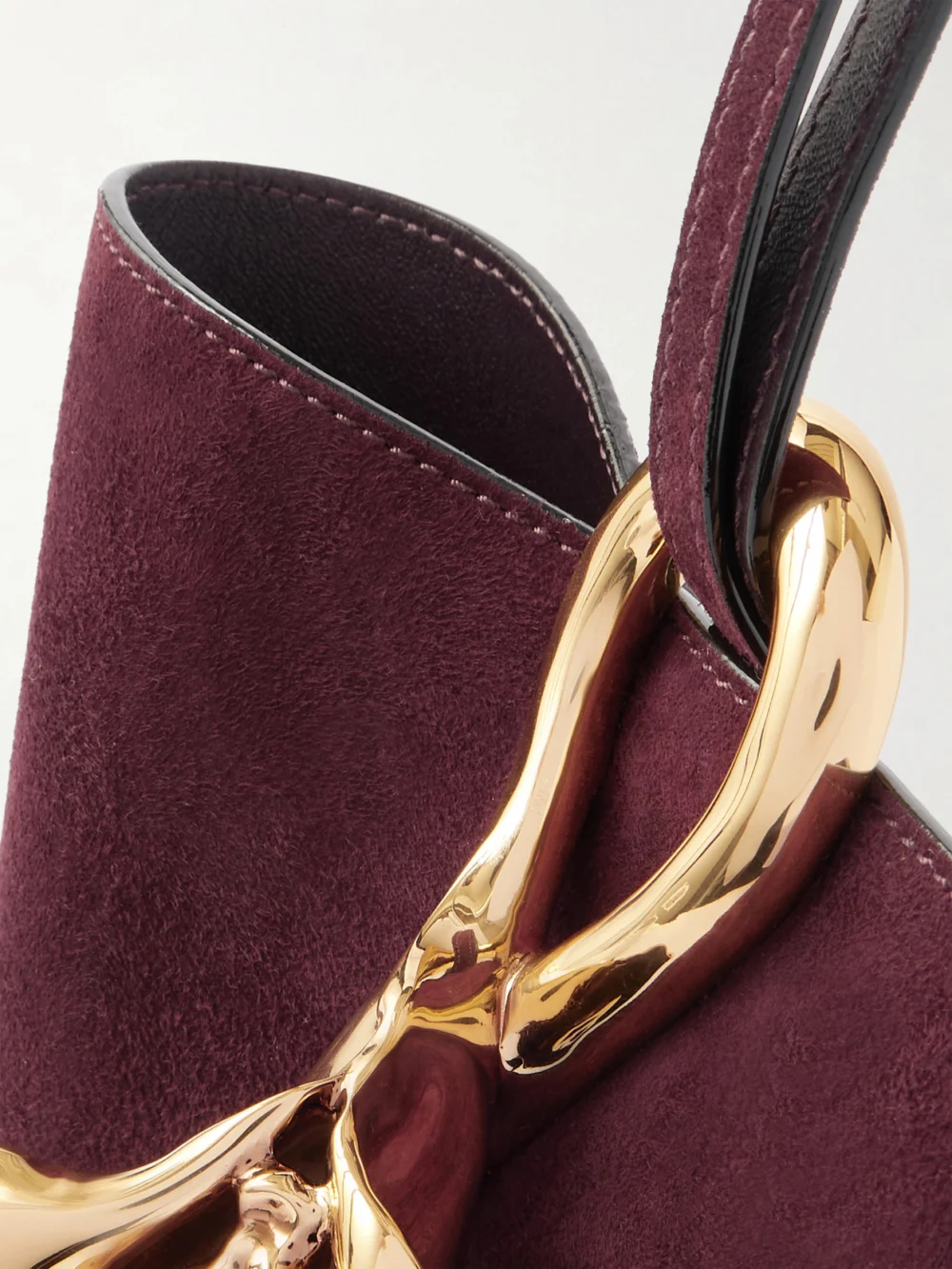 Close-up detail of the Chloé Eden Treasure Embellished Suede Tote