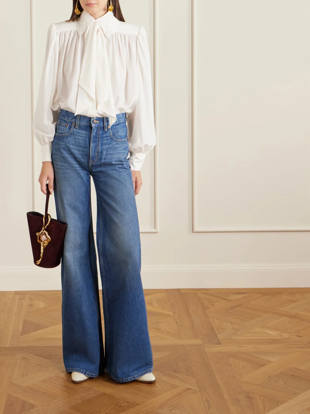 Chloé Eden Treasure Embellished Suede Tote, styled view