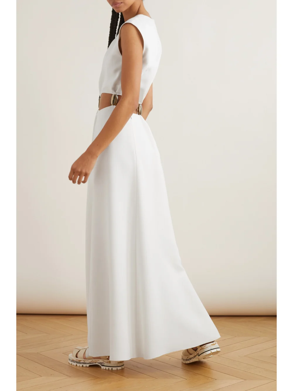 Back view of the Chloé Embellished Cutout Silk-cady Maxi Dress