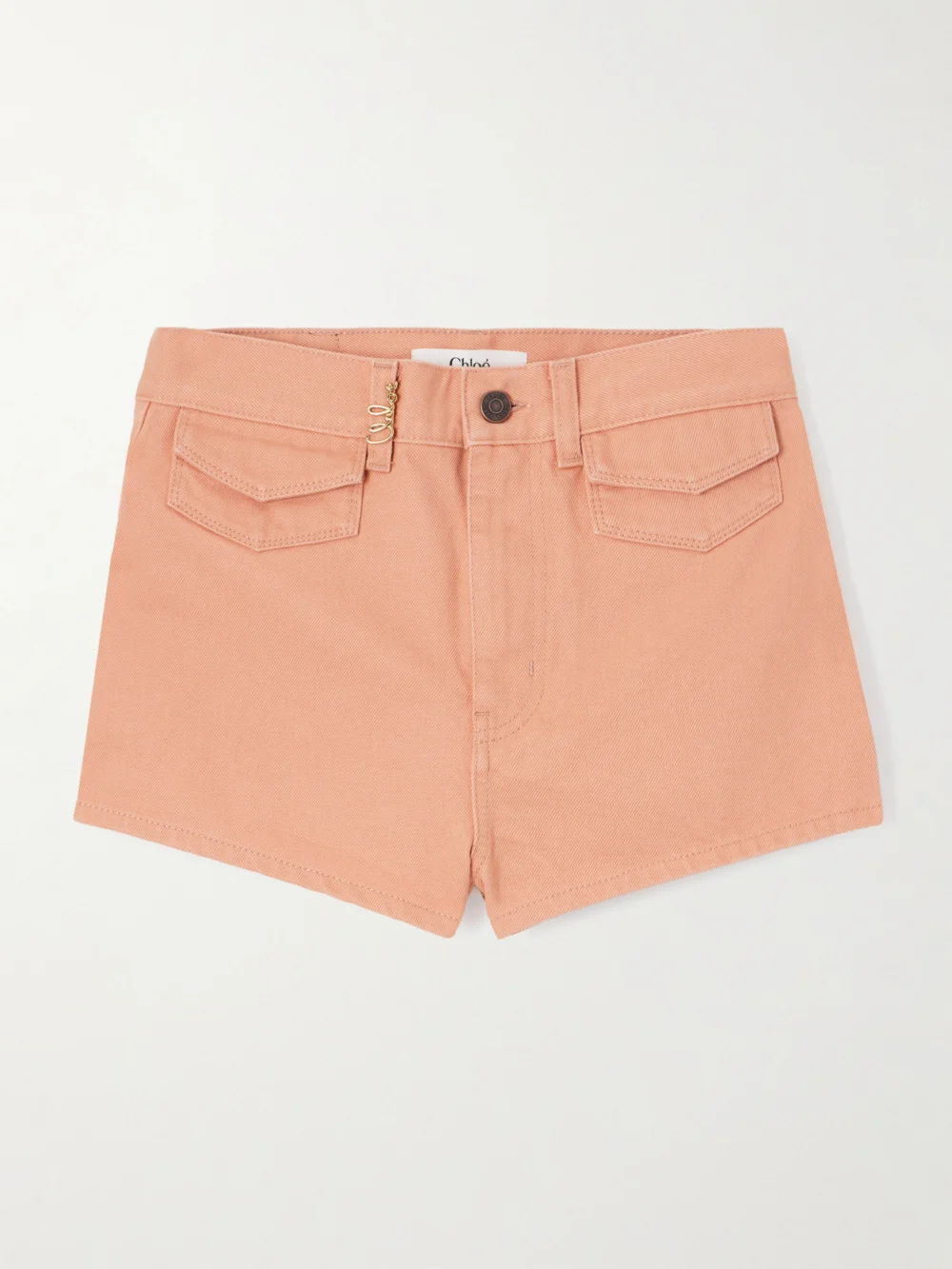 Chloé Embellished Denim Shorts in peach