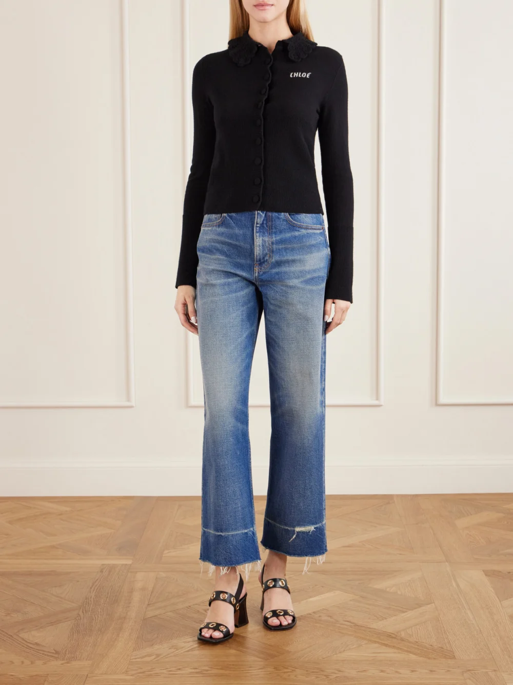 Chloé Embellished Leather Sandals, styled view