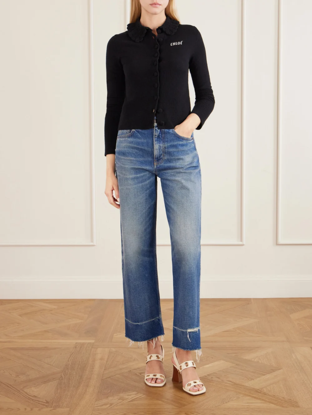 Chloé Embellished Leather Sandals, styled view