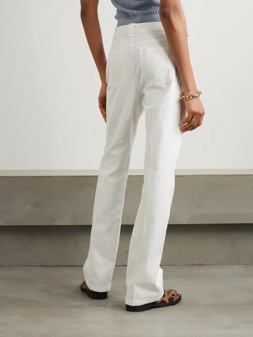 Back view of the Chloé Embellished Mid-rise Straight-leg Jeans
