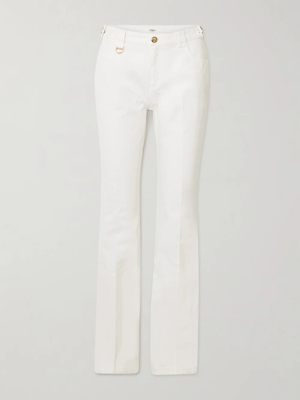 Chloé Embellished Mid-rise Straight-leg Jeans in white