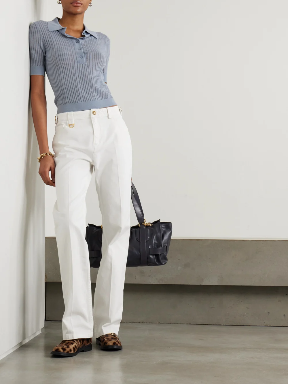 Chloé Embellished Mid-rise Straight-leg Jeans, worn by a model