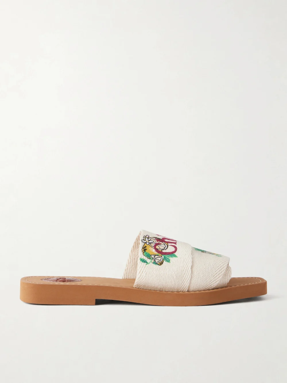 Chloé Embroidered Linen-trim Sandals in cream