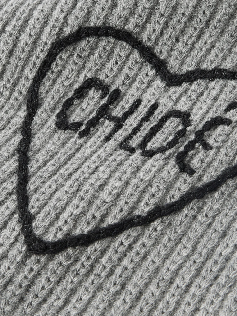 Close-up detail of the Chloé Embroidered Ribbed Wool and Cashmere-blend Scarf