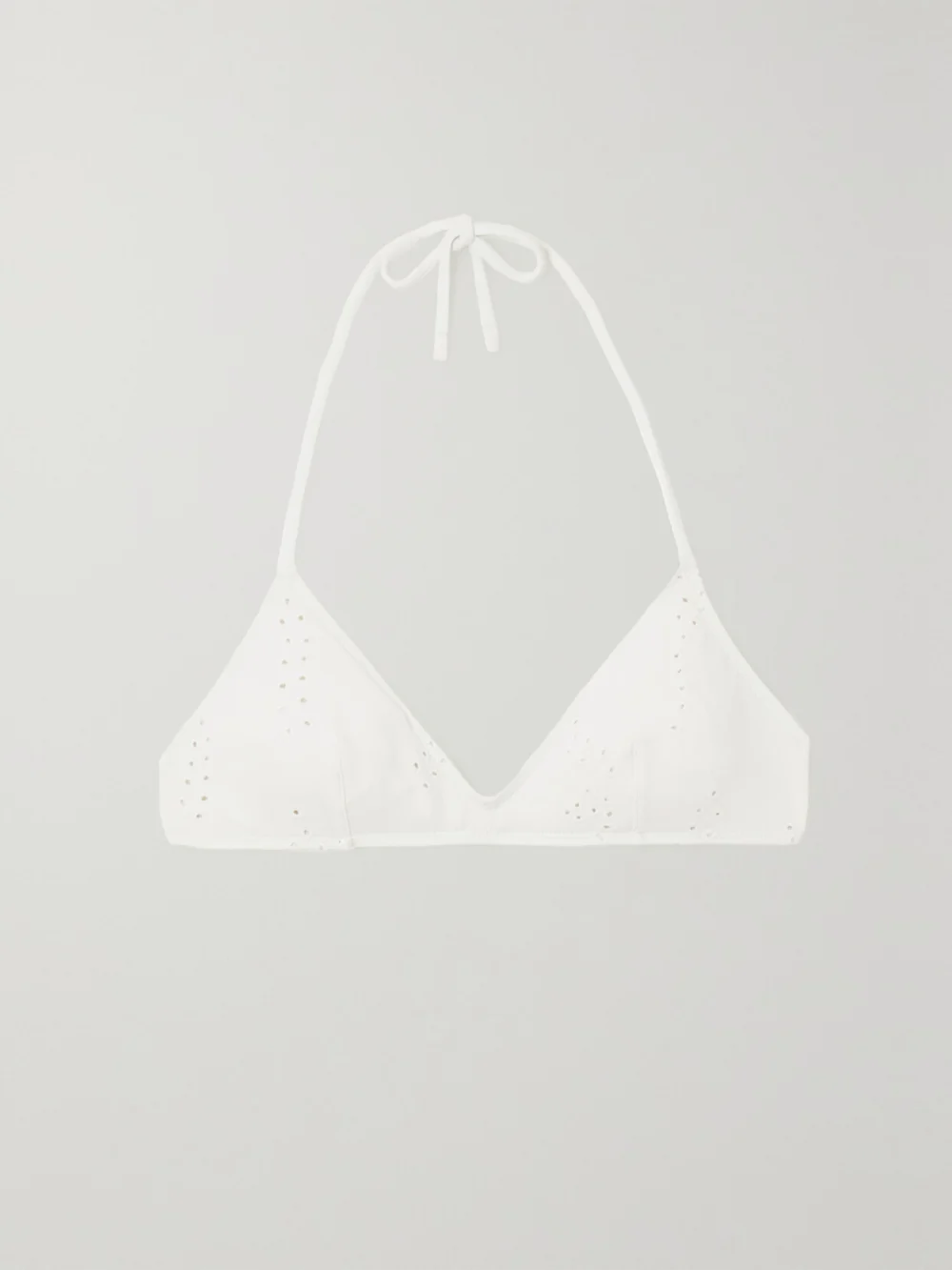 Chloé + Eres Broderie Anglaise Halterneck Bikini Top in white