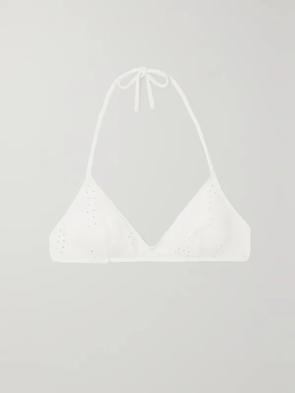 Chloé + Eres Broderie Anglaise Halterneck Bikini Top