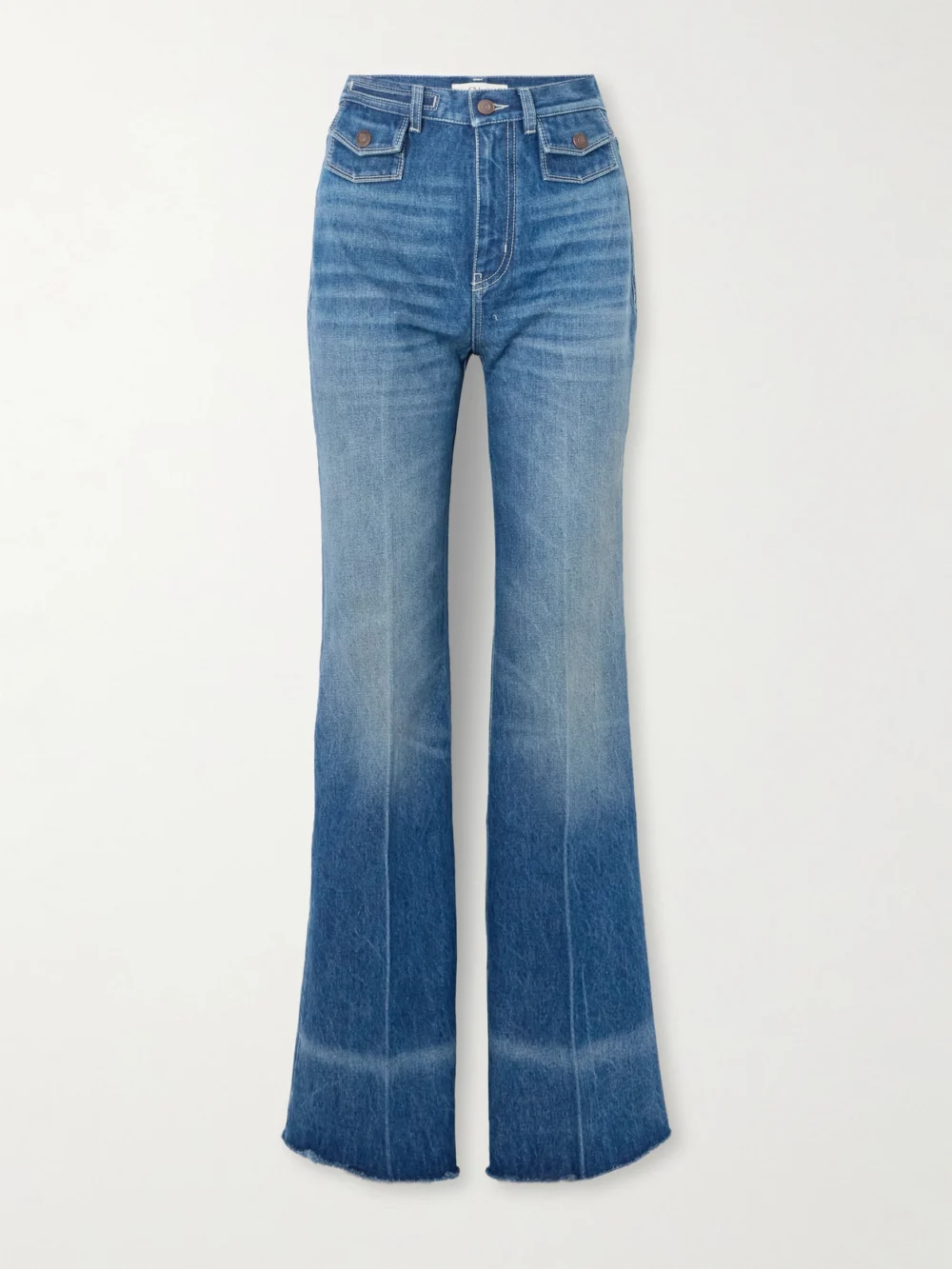 Chloé Frayed High-rise Flared Jeans in blue