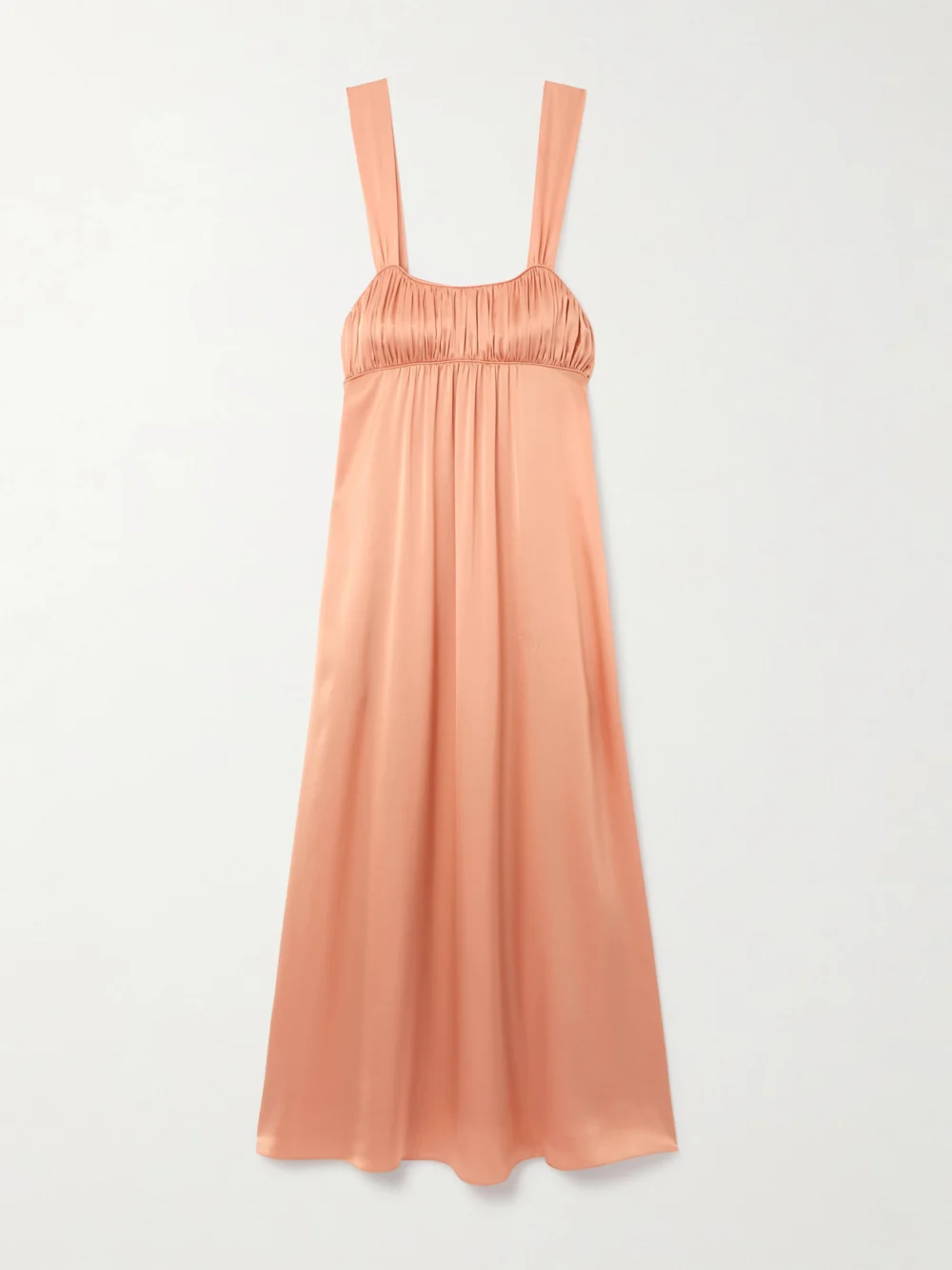 Chloé Gathered Silk-satin Midi Dress in pink