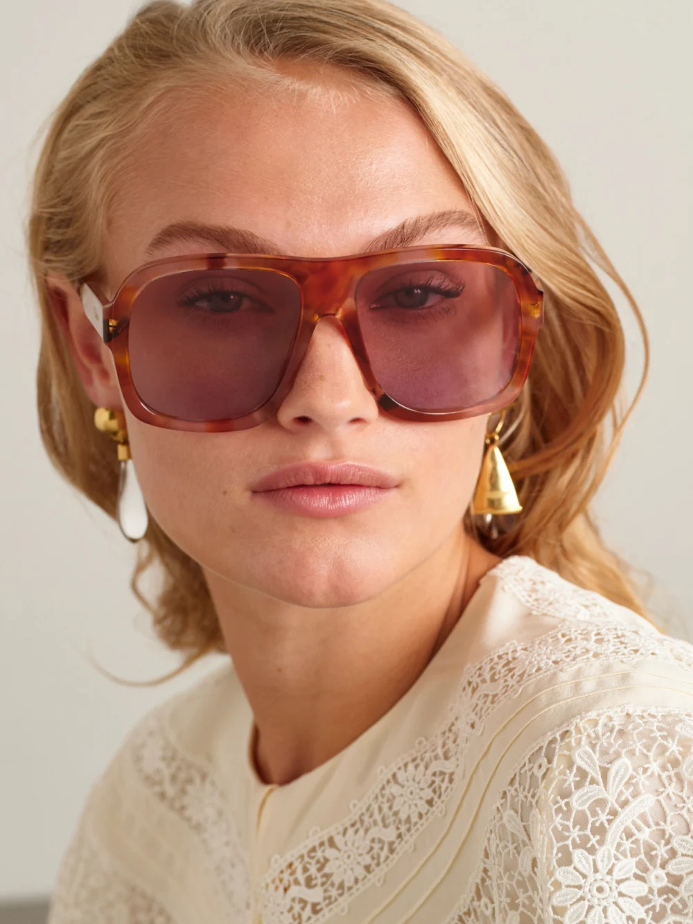 Chloé Gayia Aviator-style Tortoiseshell Acetate Sunglasses, styled view