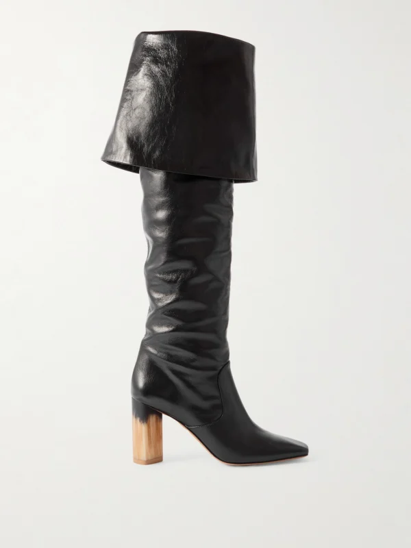 Chloé Georgia Ruched Polished-leather Knee Boots