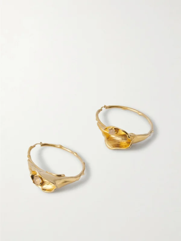 Chloé Gold-tone and Quartz Hoop Earrings