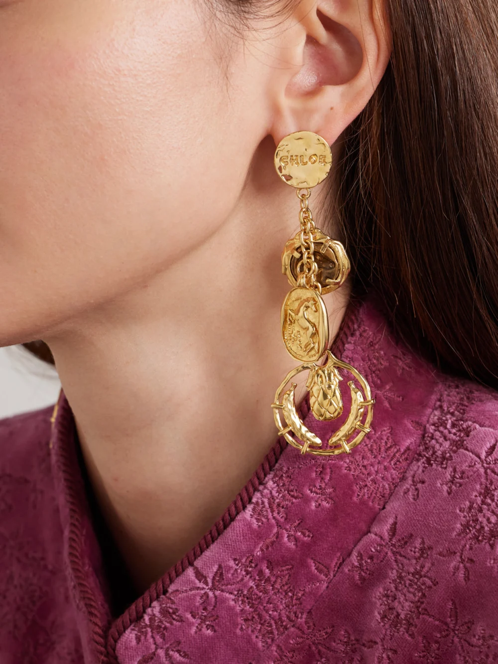 Chloé Gold-tone Earrings, styled view