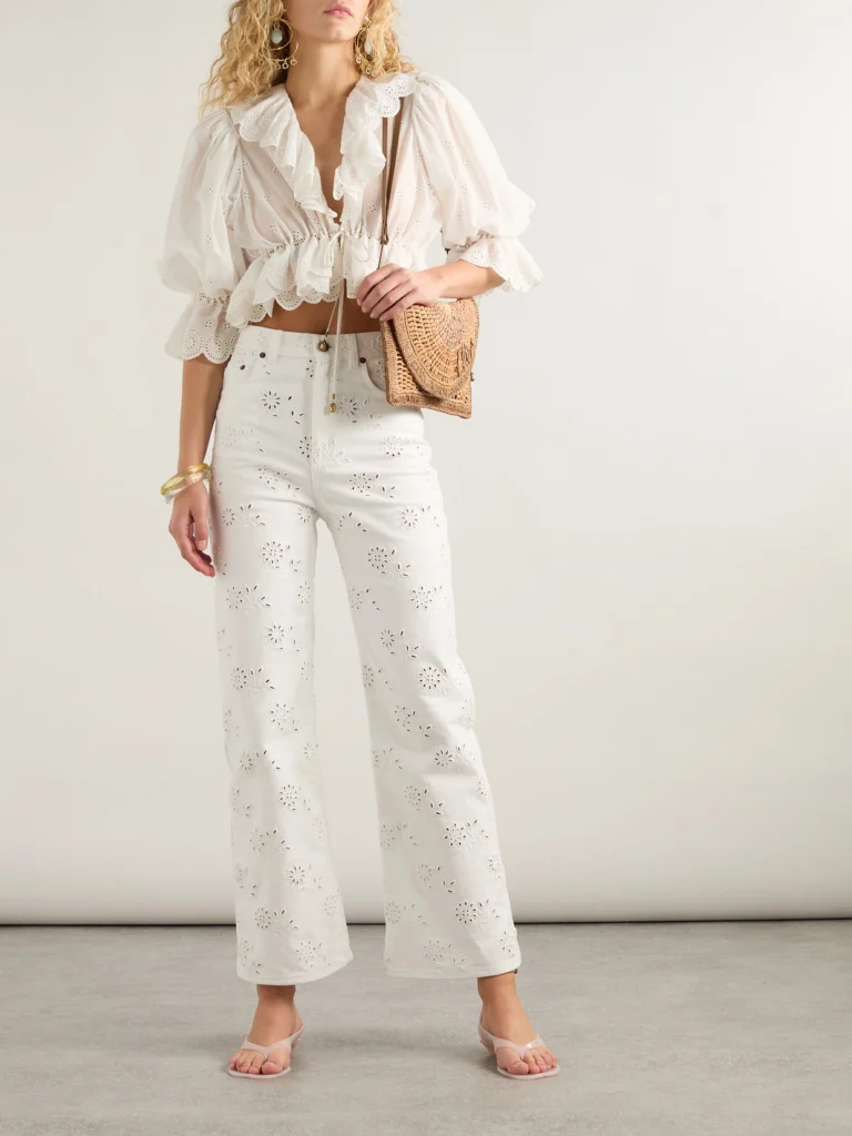 Chloé High-rise Straight-leg Broderie Anglaise Organic Jeans