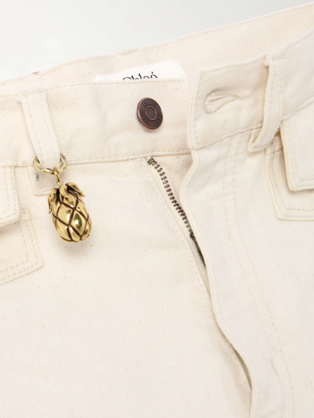 Close-up detail of the Chloé High-rise Straight-leg Jeans