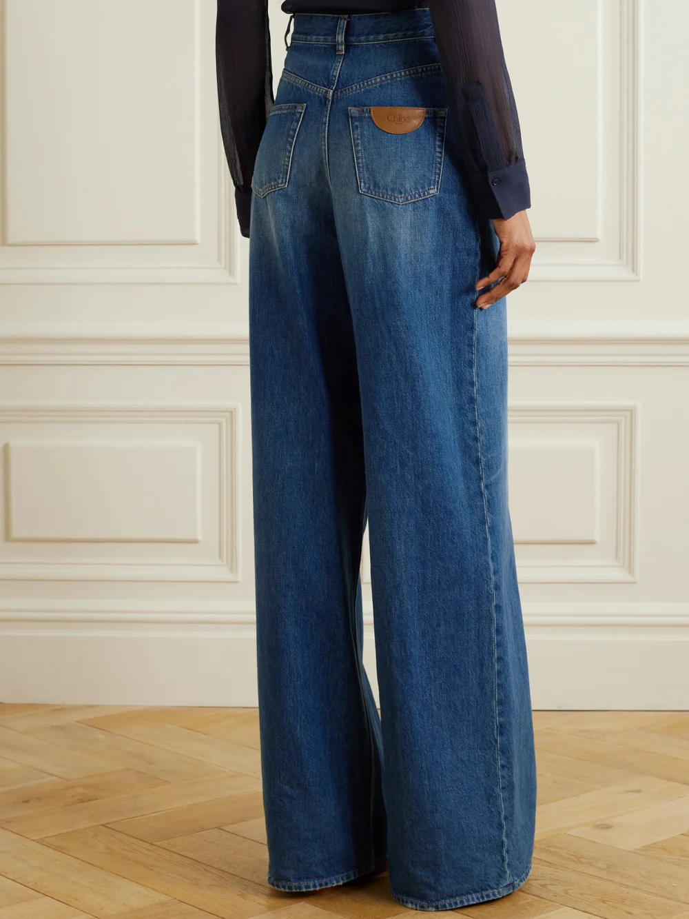 Back view of the Chloé High-rise Wide-leg Jeans