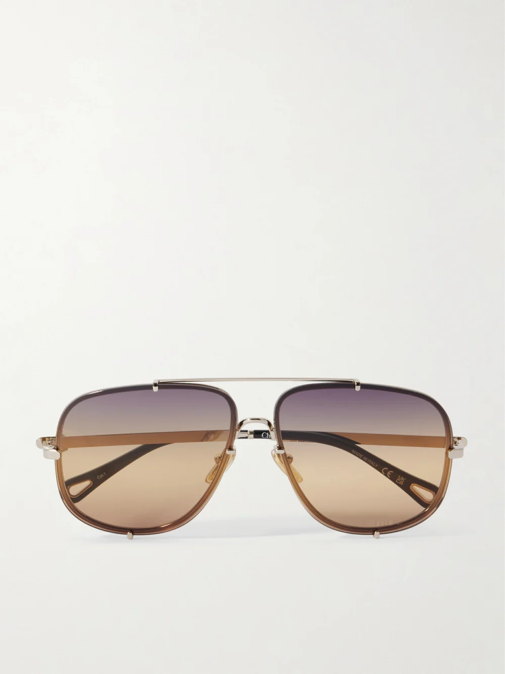Chloé Ivy Aviator-style Gold-tone Sunglasses