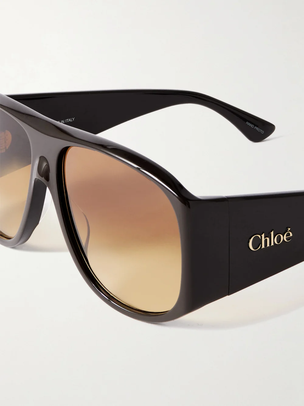 Close-up detail of the Chloé Izia Aviator-style Acetate Sunglasses