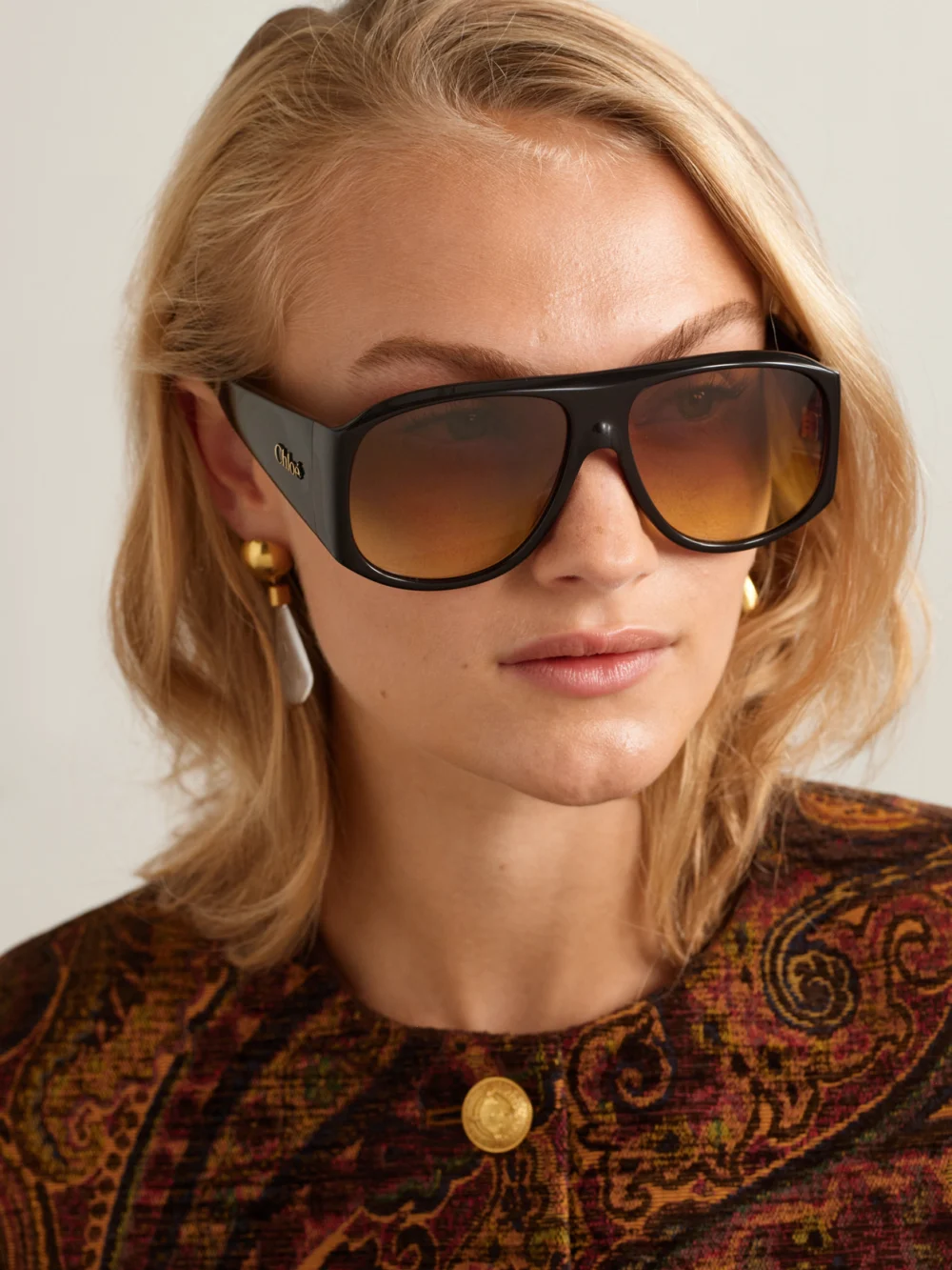 Chloé Izia Aviator-style Acetate Sunglasses, styled view