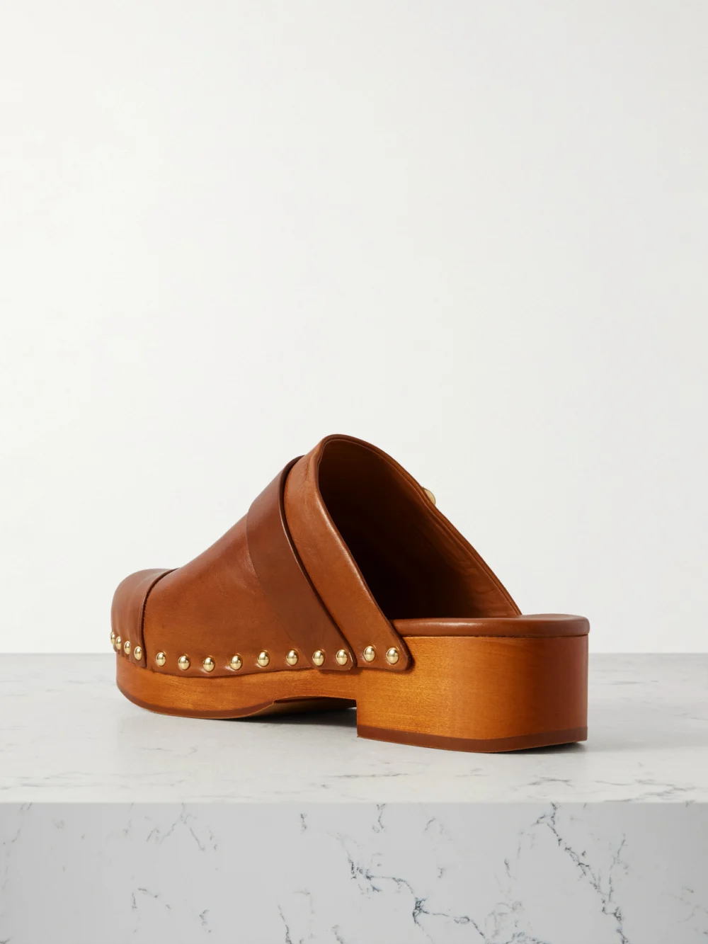 Back view of the Chloé Jeannette Embellished Leather Clogs