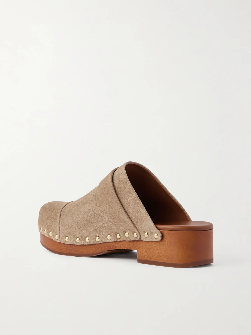 Back view of the Chloé Jeannette Embellished Suede Clogs