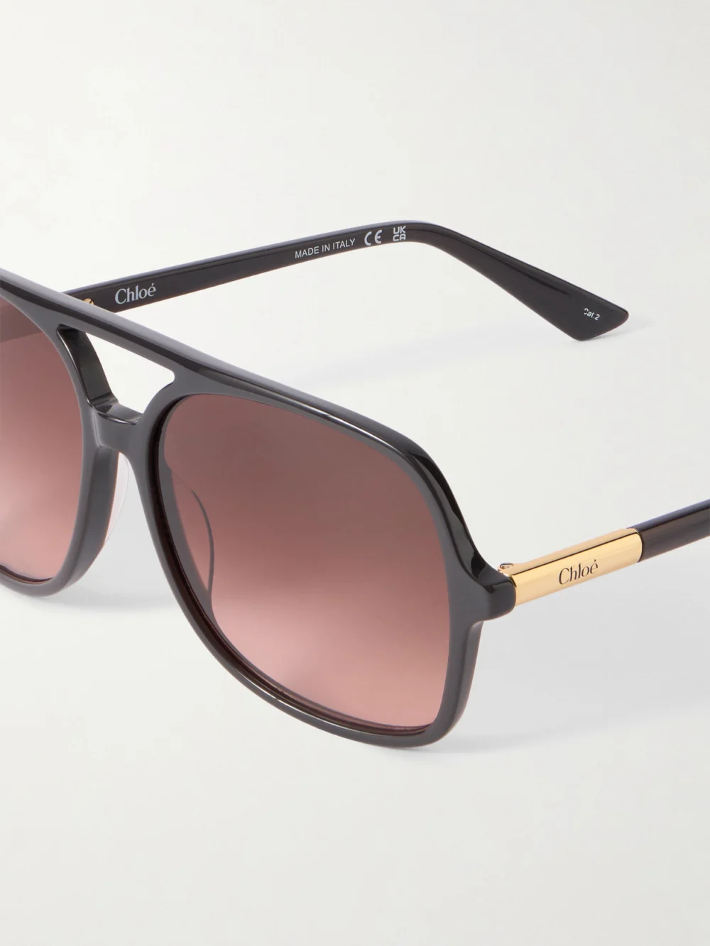 Close-up detail of the Chloé Judy Aviator-style Acetate and Gold-tone Sunglasses