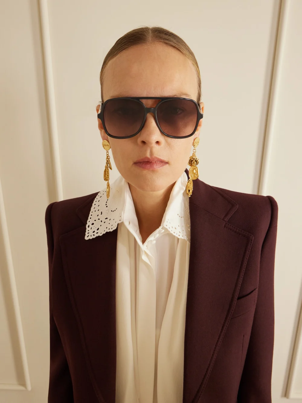 Chloé Judy Aviator-style Acetate and Gold-tone Sunglasses, styled view