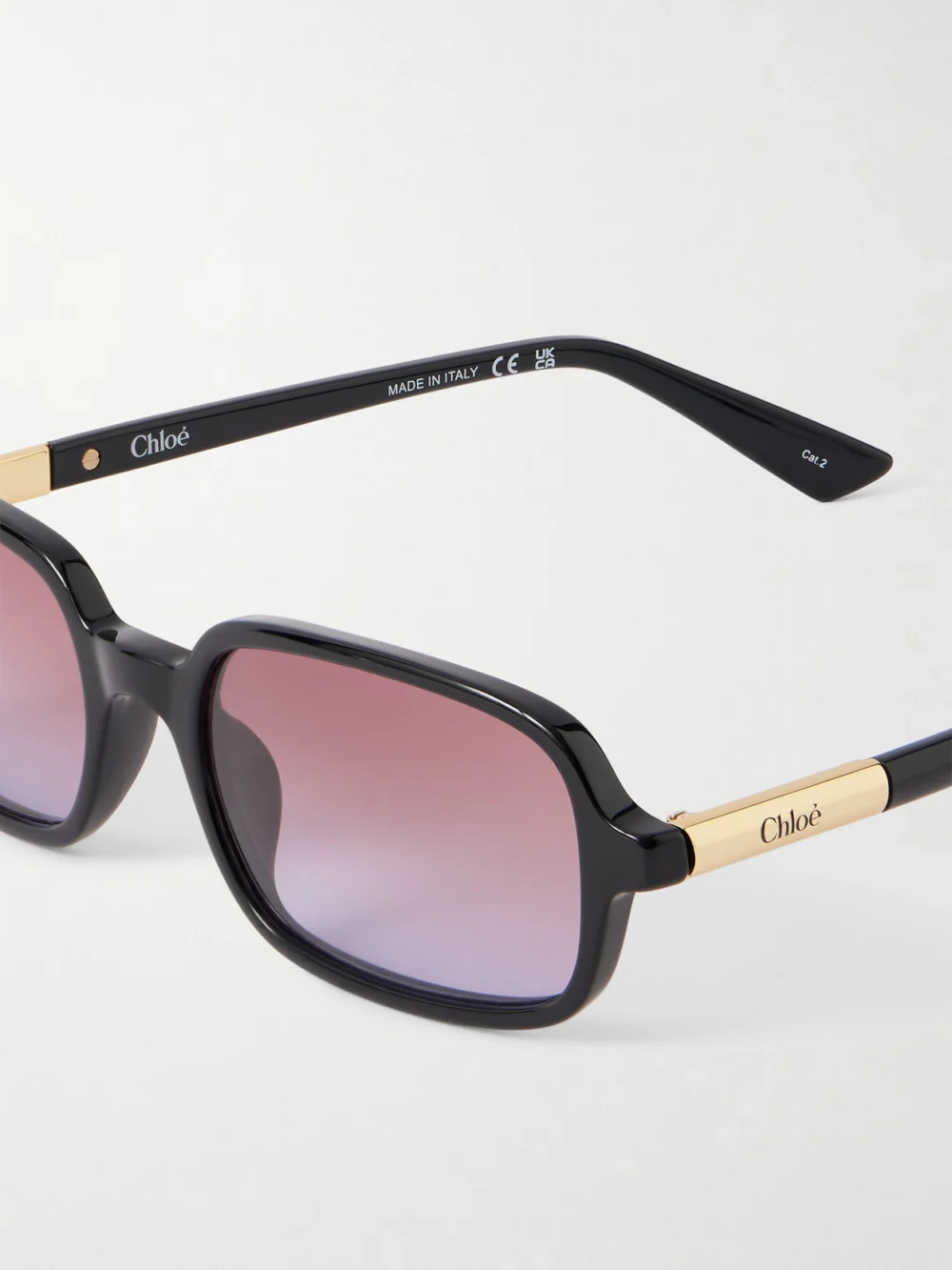Close-up detail of the Chloé Judy Rectangle-frame Acetate Sunglasses
