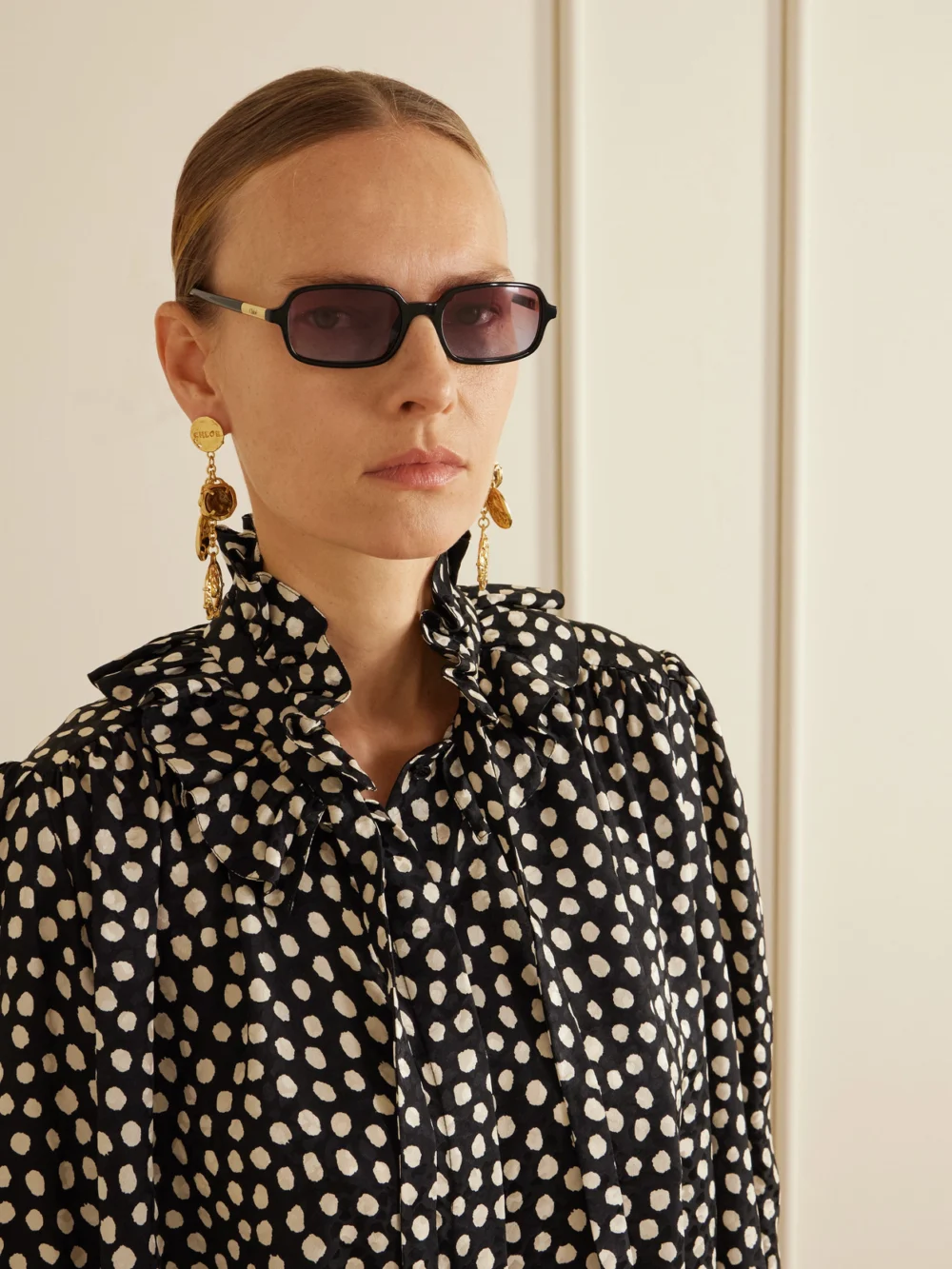 Chloé Judy Rectangle-frame Acetate Sunglasses, styled view