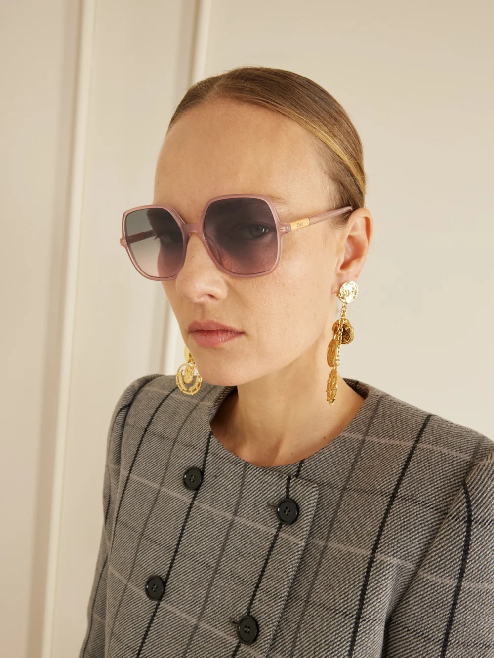 Chloé Judy Round-frame Acetate Sunglasses, styled view