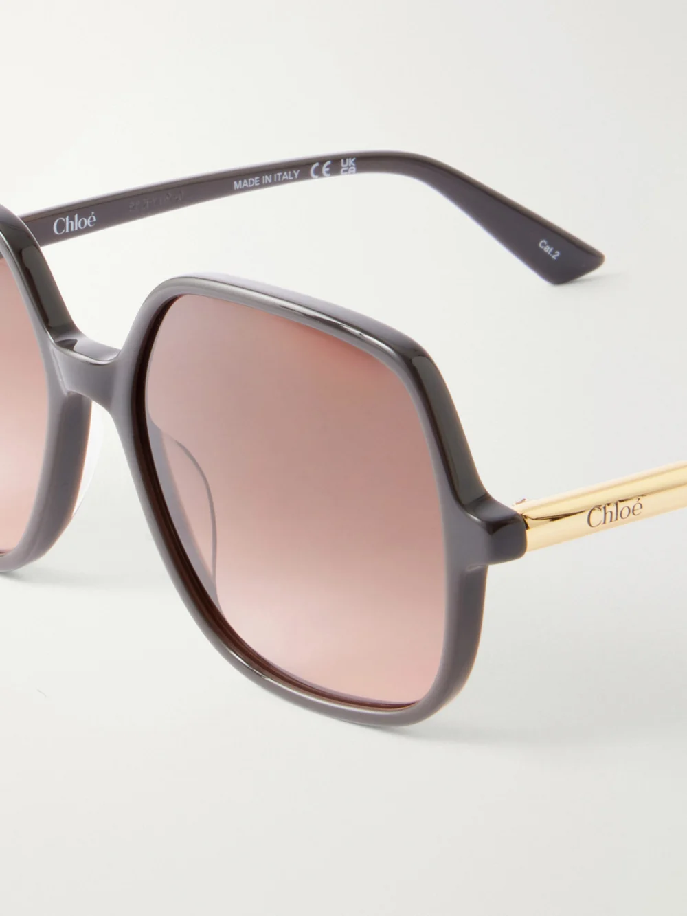 Close-up detail of the Chloé Judy Round-frame Acetate Sunglasses