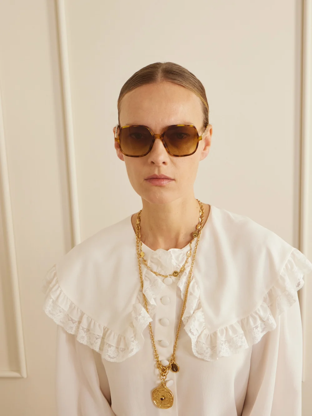 Chloé Judy Round-frame Tortoiseshell Acetate Sunglasses, styled view
