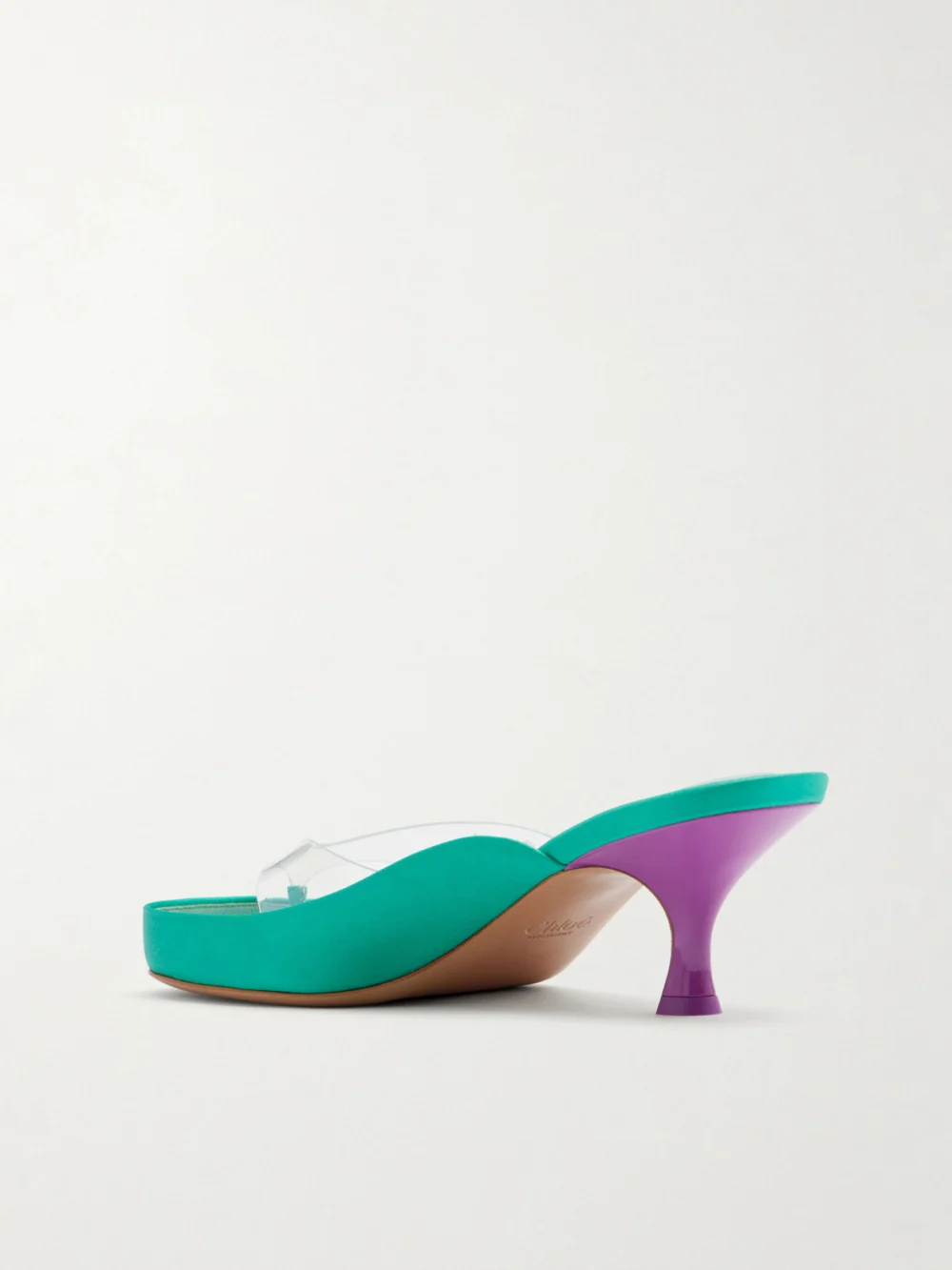 Back view of the Chloé Junie Pvc-trimmed Satin Sandals