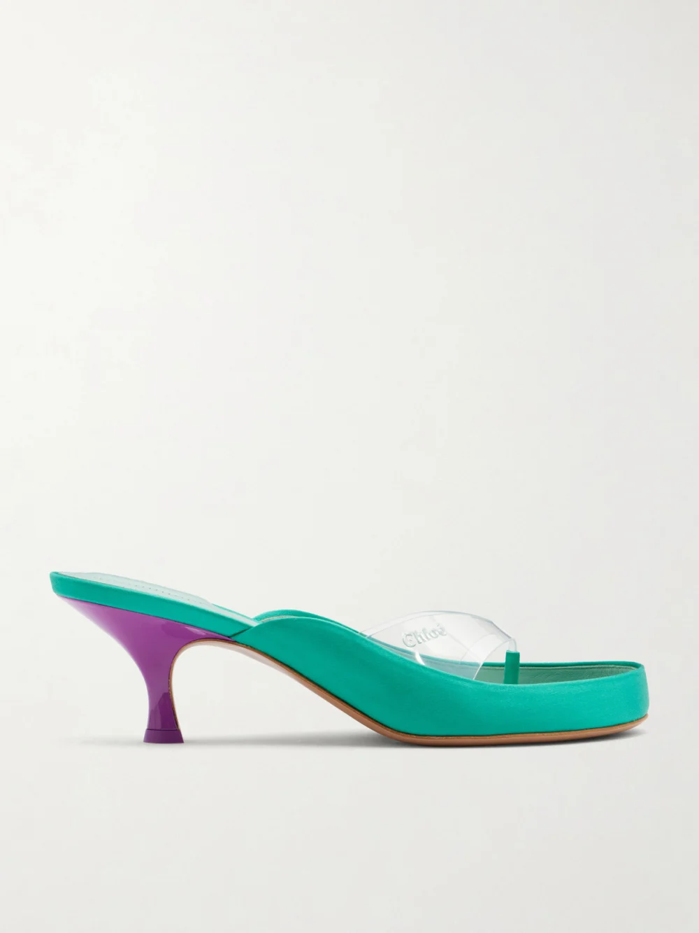 Chloé Junie Pvc-trimmed Satin Sandals in turquoise