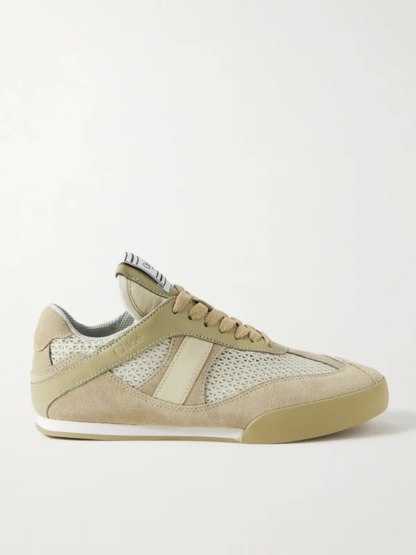 Chloé Kick Leather and Suede-trimmed Mesh Sneakers