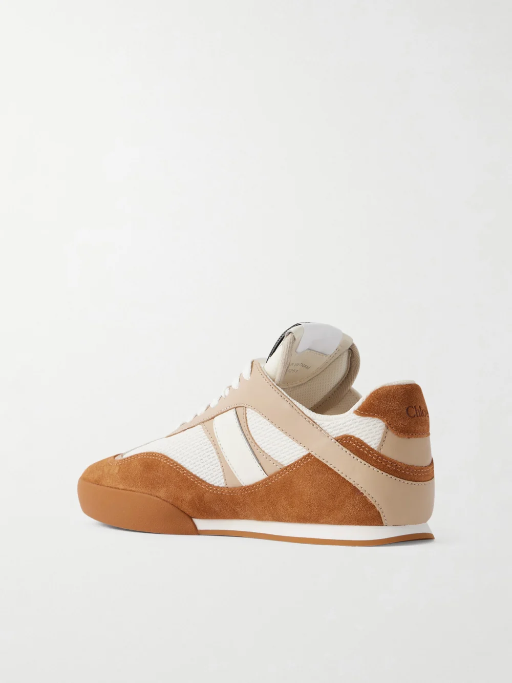 Back view of the Chloé Kick Leather and Suede-trimmed Mesh Sneakers