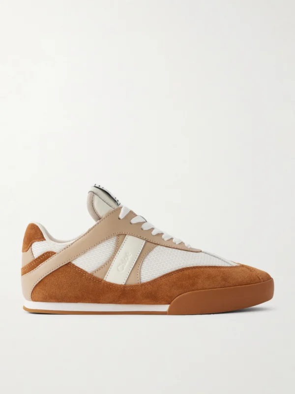 Chloé Kick Leather and Suede-trimmed Mesh Sneakers