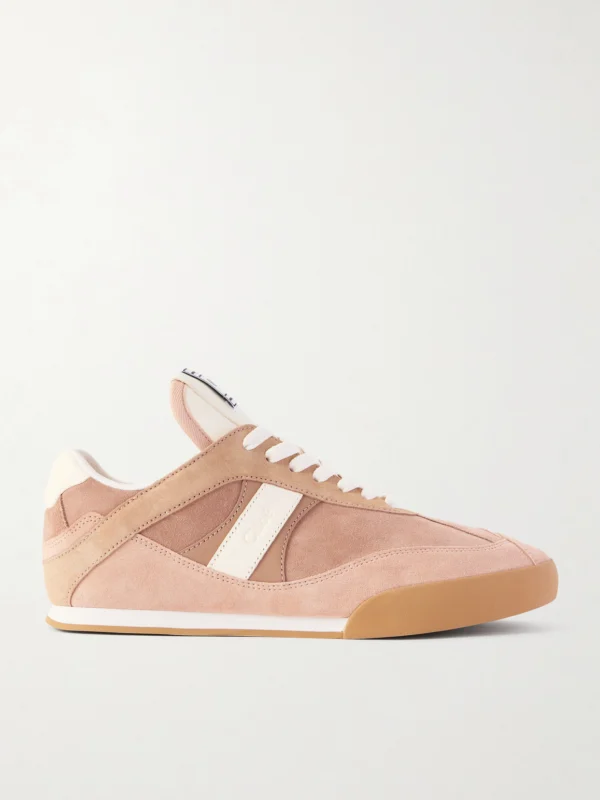 Chloé Kick Paneled Leather-trimmed Suede Sneakers
