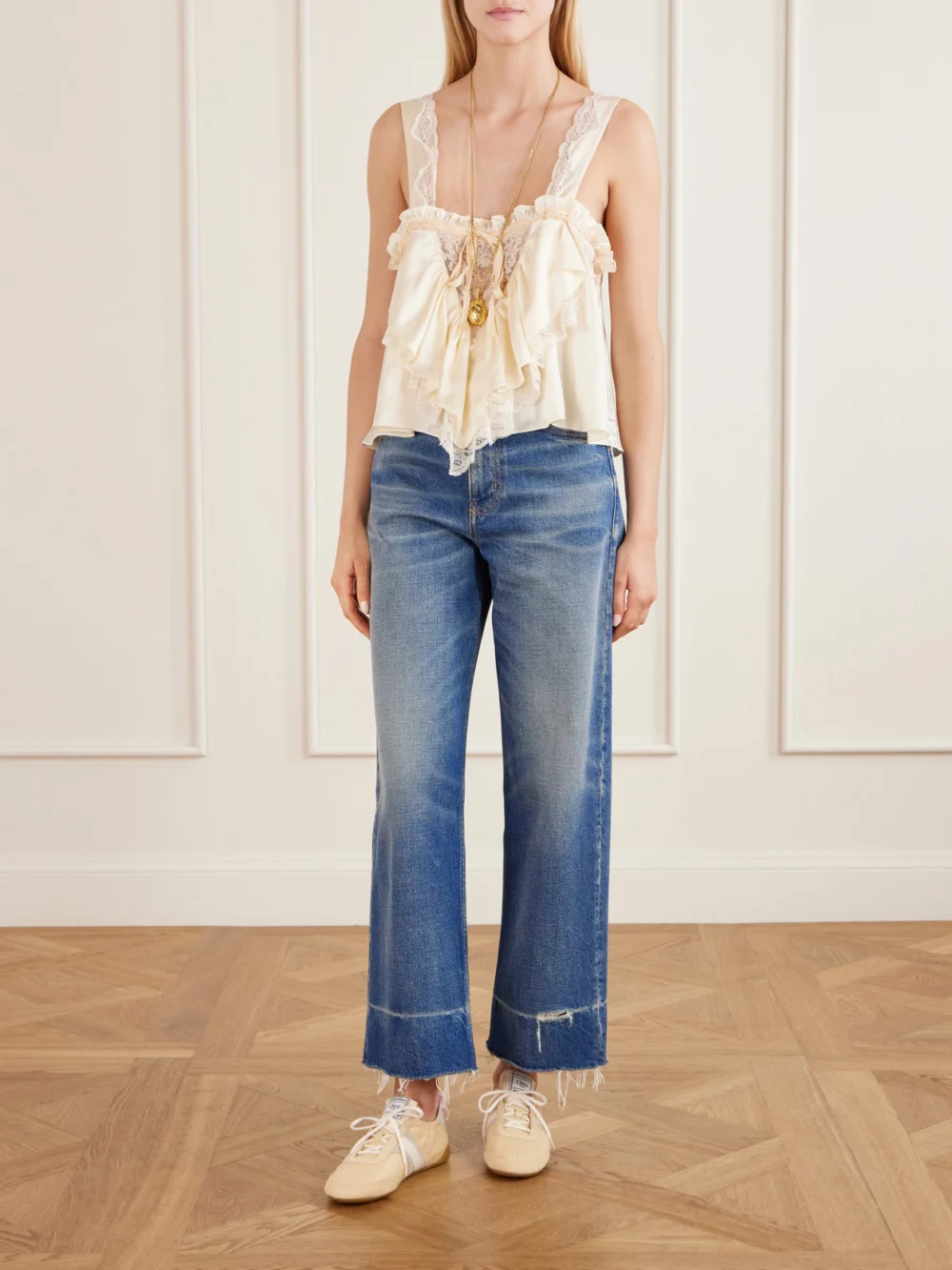 Chloé Kick Suede and Leather Sneakers, styled view