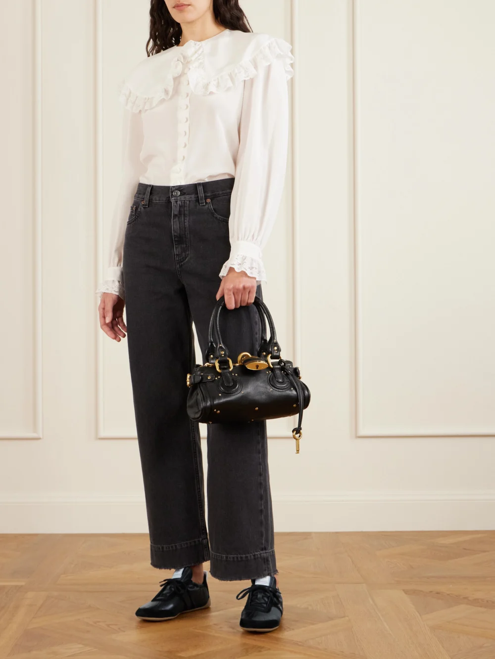 Chloé Kick Suede and Leather Sneakers, styled view