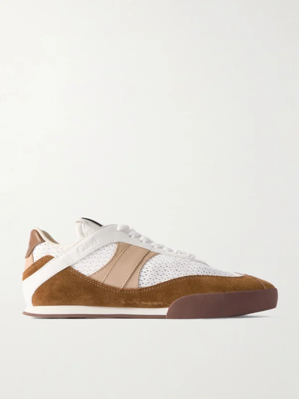 Chloé Kick Suede, Mesh and Leather Sneakers