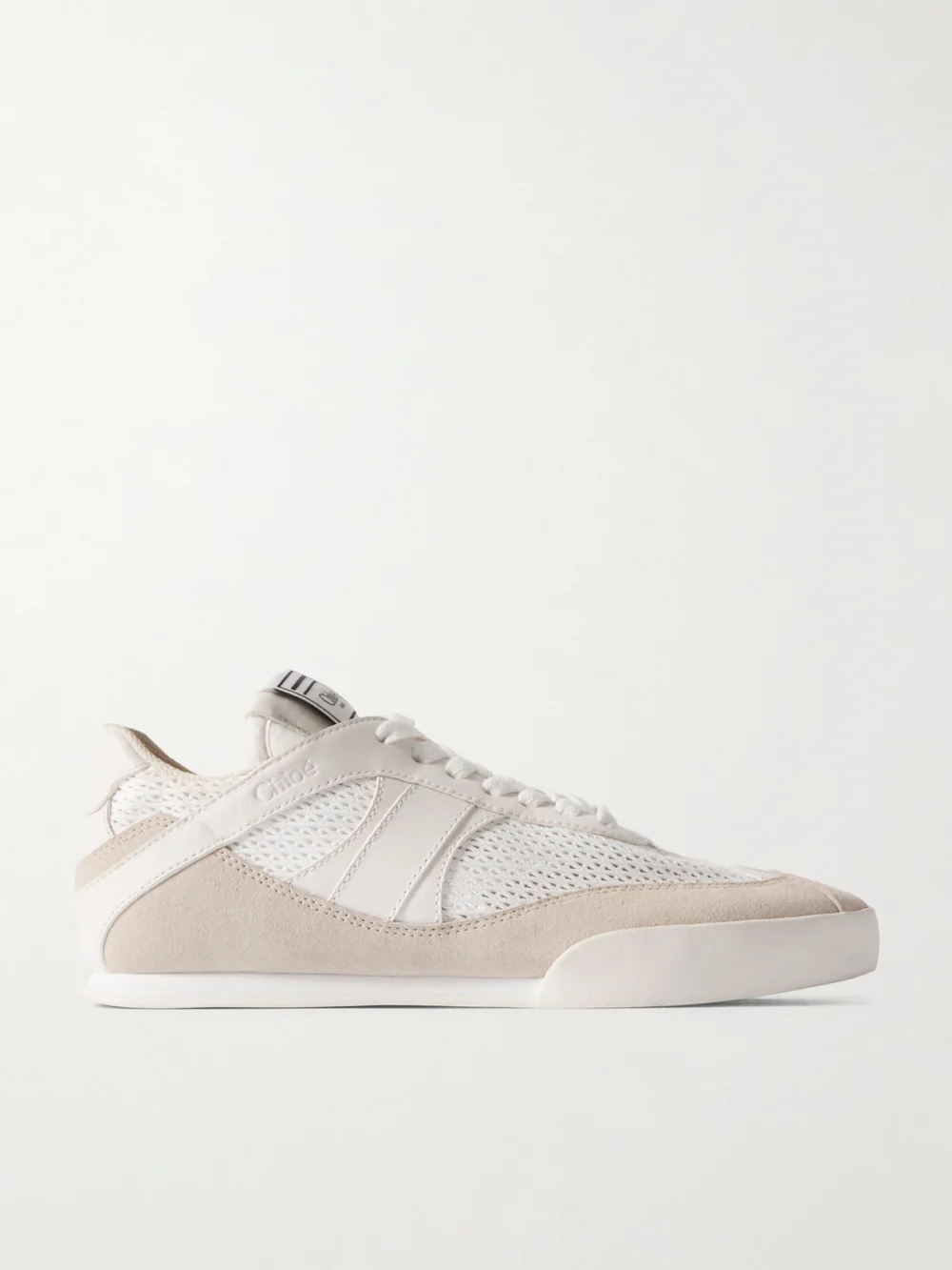 Chloé Kick Suede, Mesh and Leather Sneakers in cream